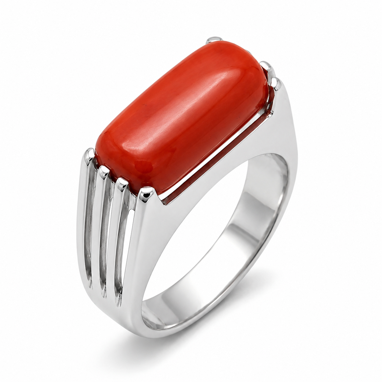 Coral Men Ring - Pill Shape