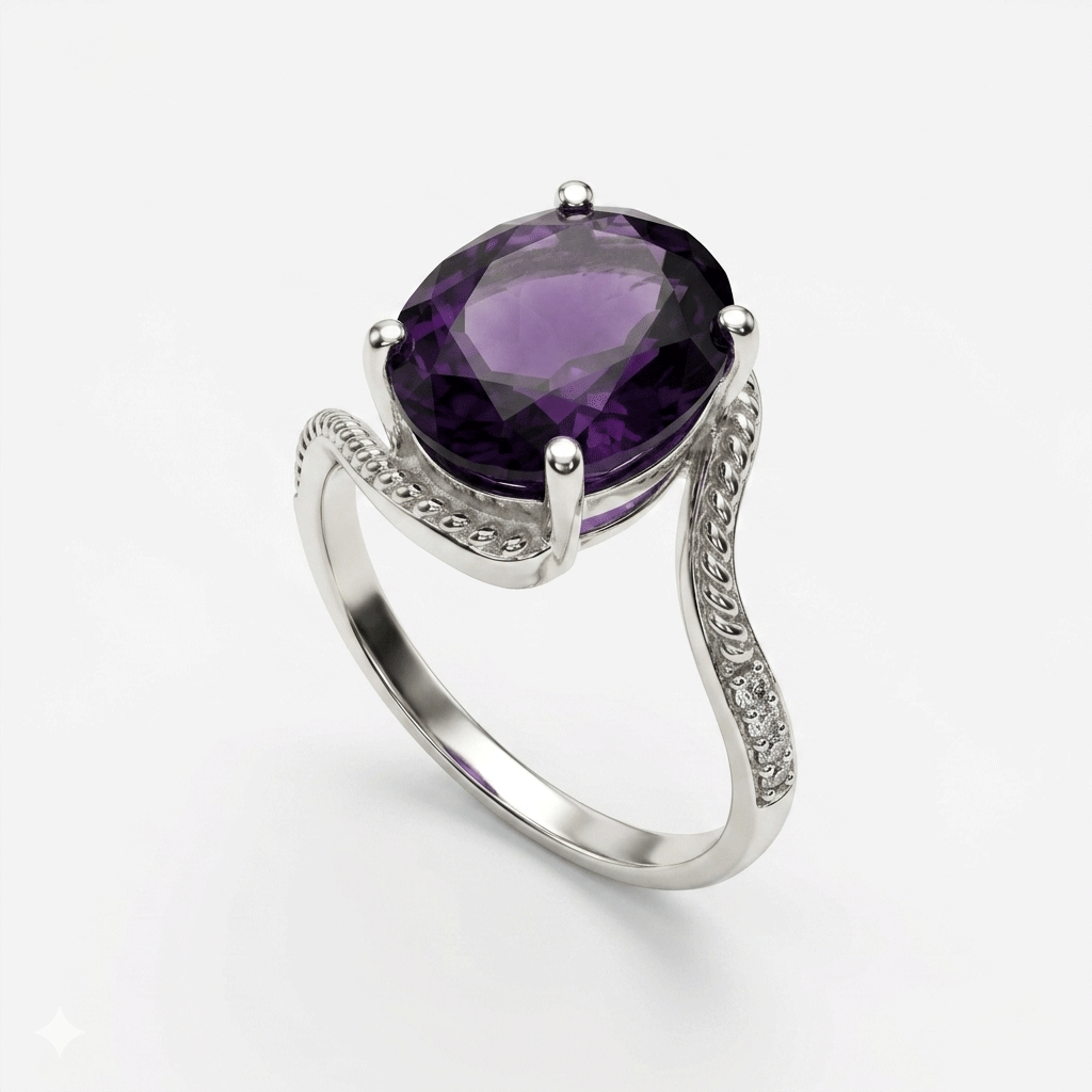 Amethyst Women RIng - Twisted Elegance
