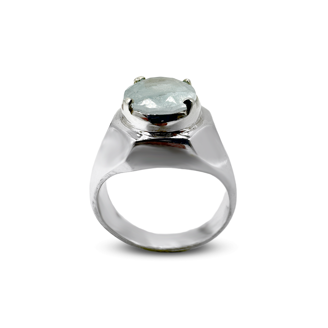 Aquamarine Men Ring - Mouse face Design