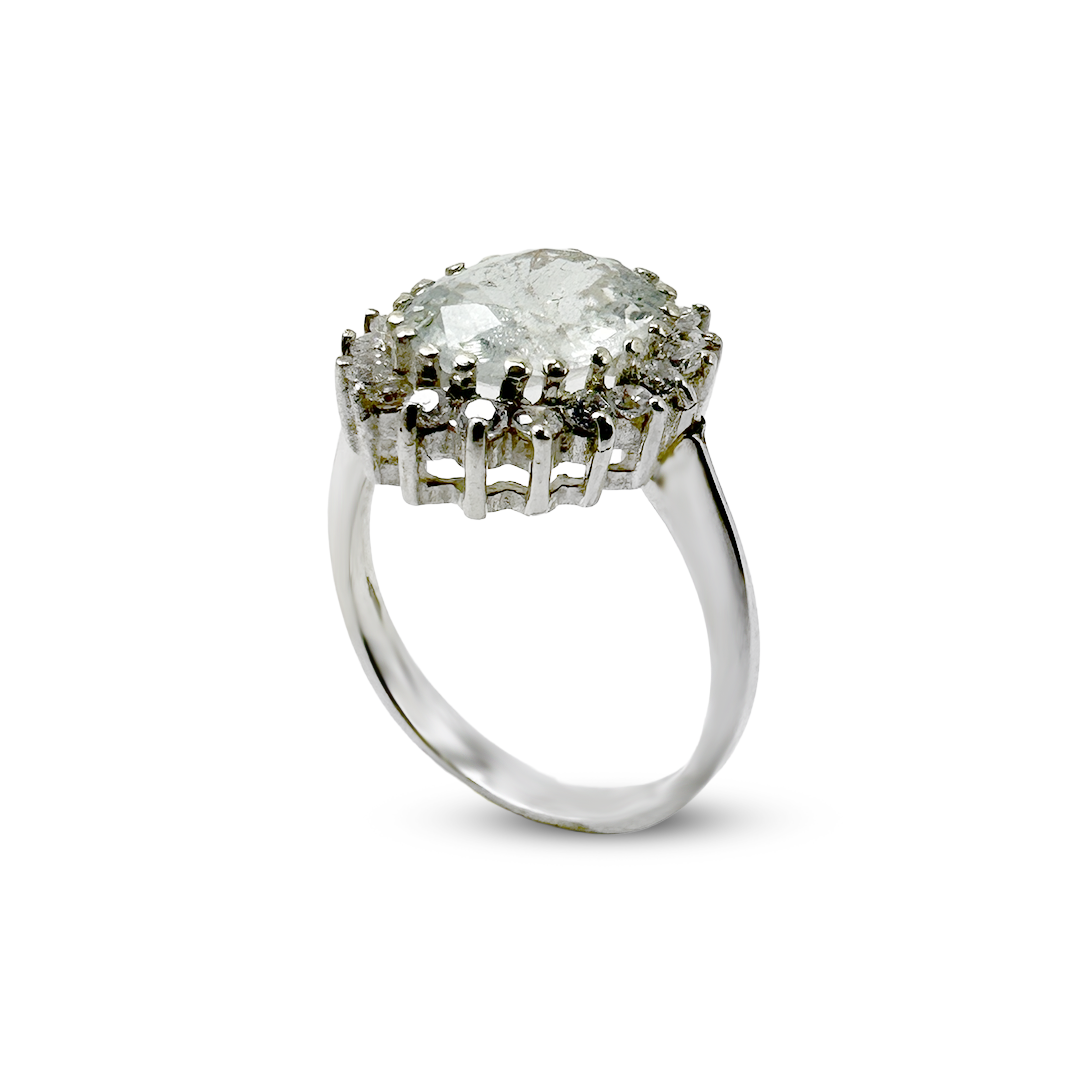 Aquamarine Women Ring - Halo Design