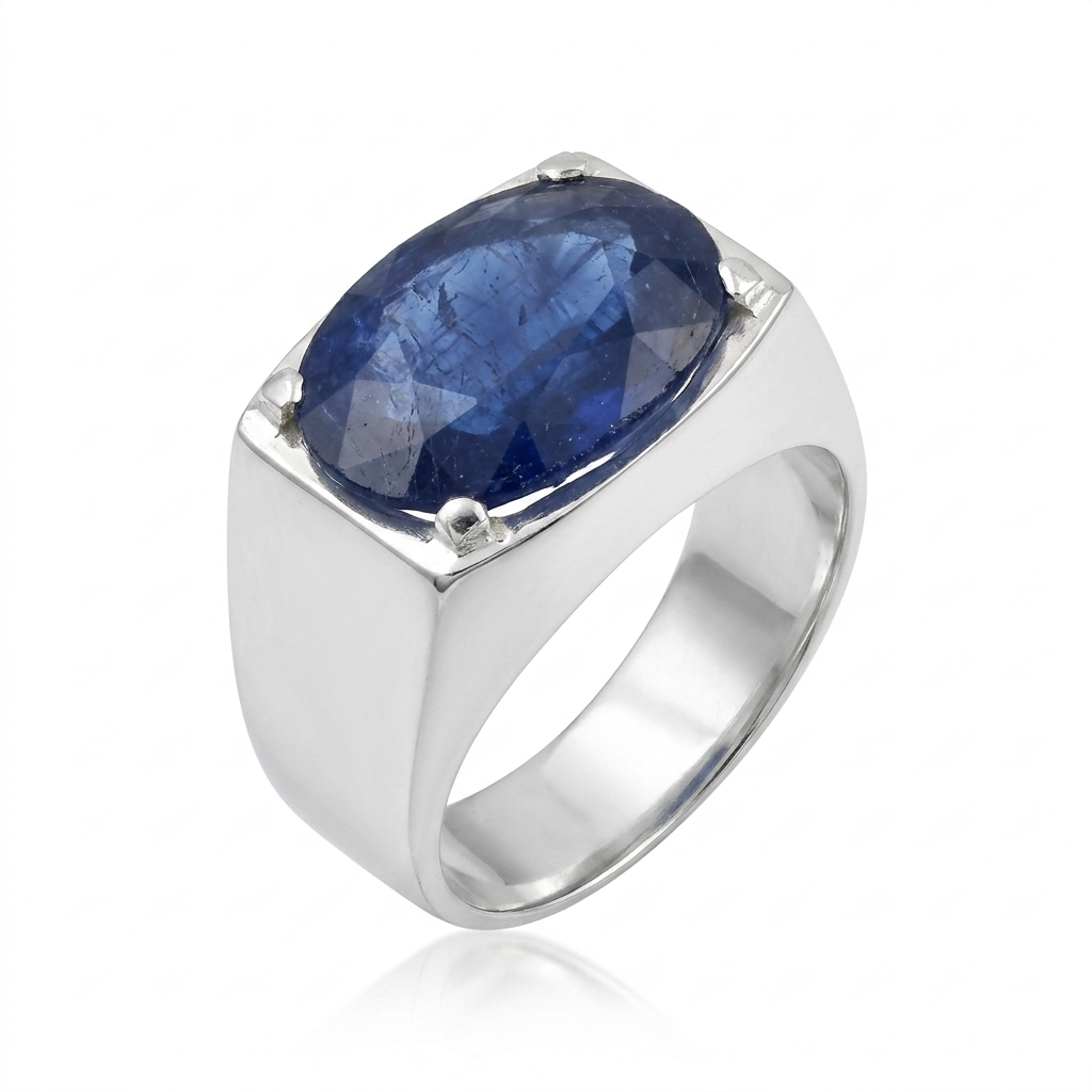 Blue Sapphire Men Ring - Classic Oval