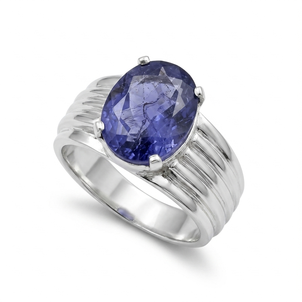 Blue Sapphire Men Ring - Classic Oval