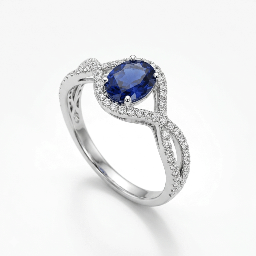 Blue Sapphire Women Ring - Infinity Halo