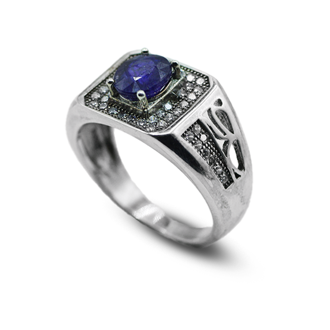 Blue Sapphire Men Ring – Italian Design