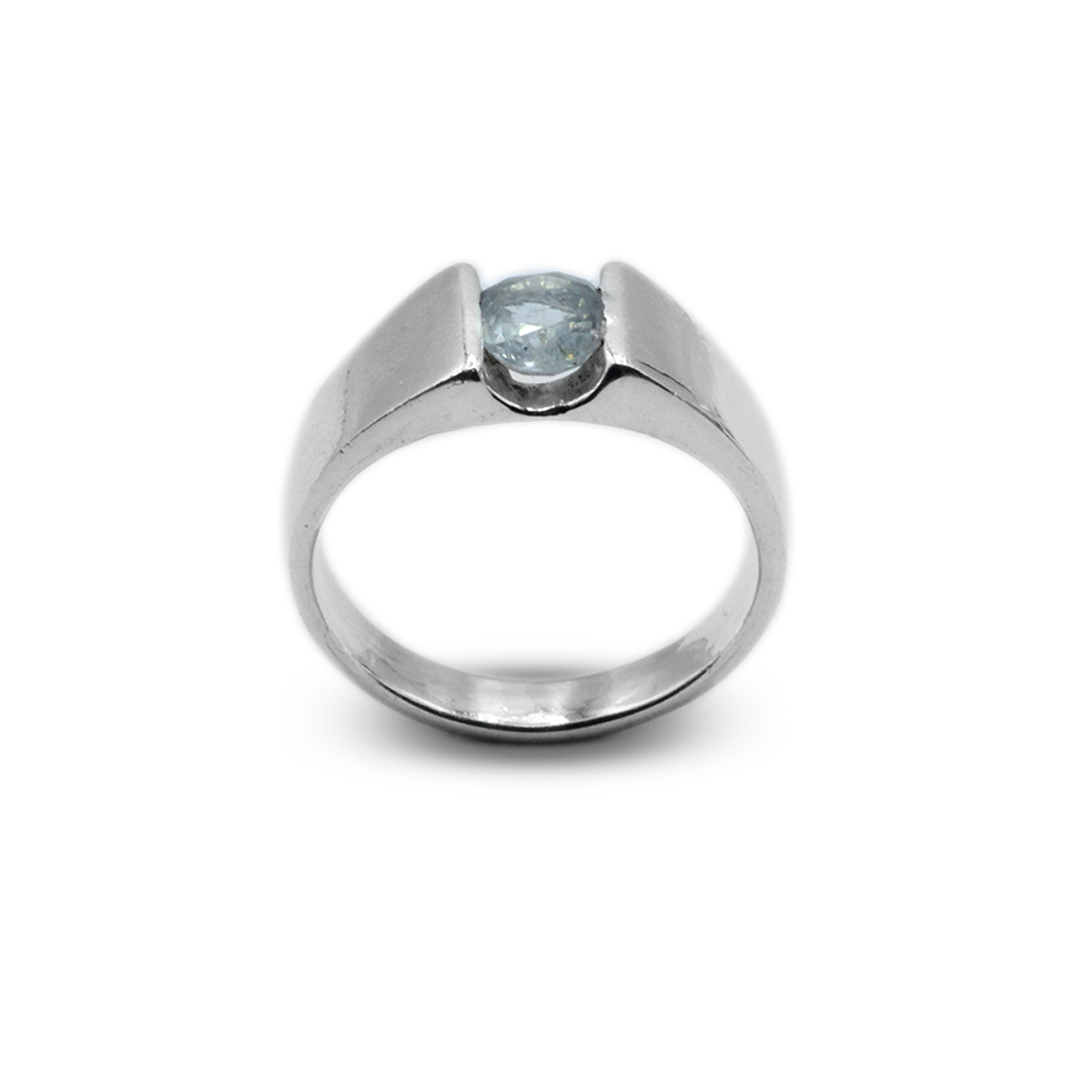 Blue Sapphire Men Ring - Tension Set Ring