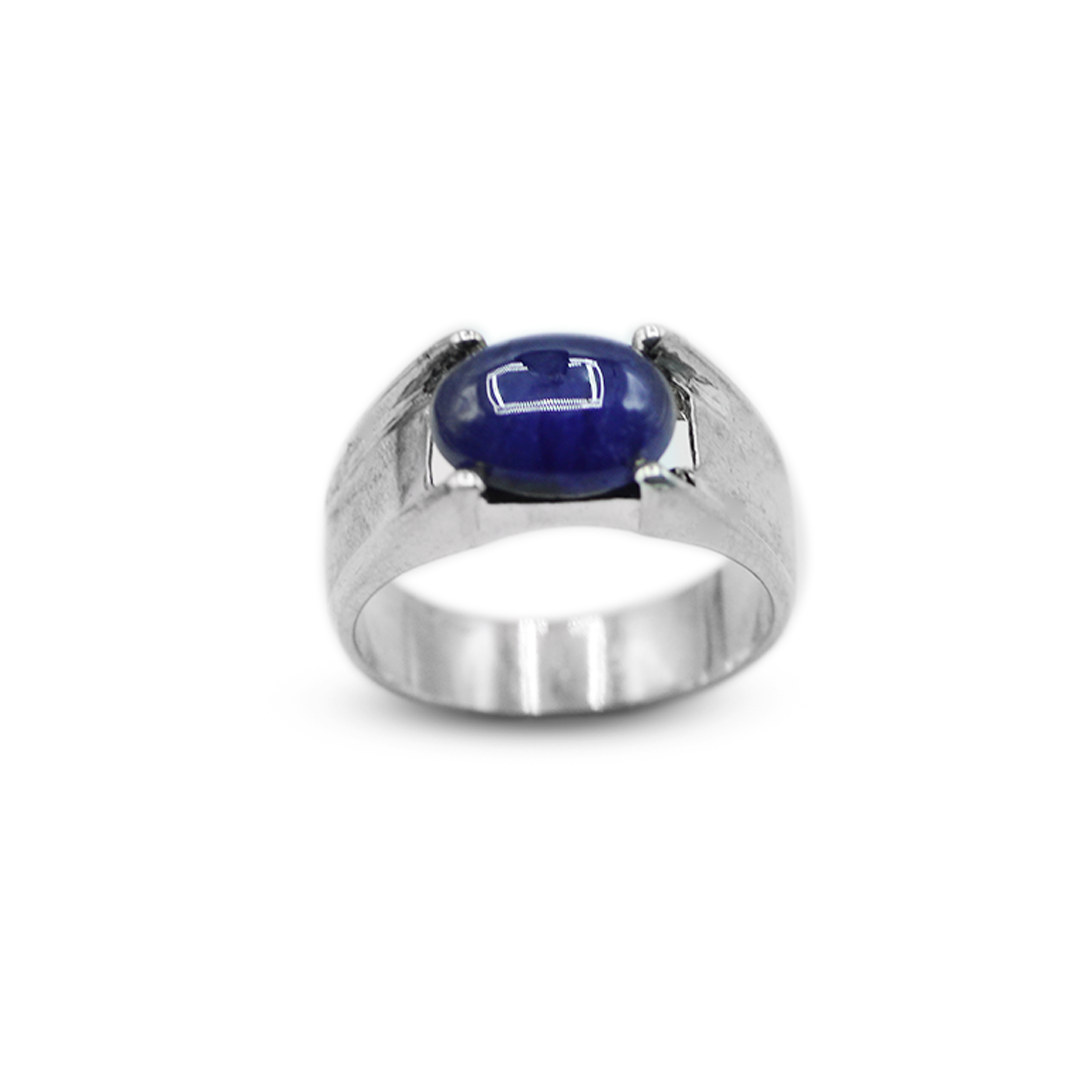 Cabochon Blue Sapphire Men Ring – Fancy cut - Main Image