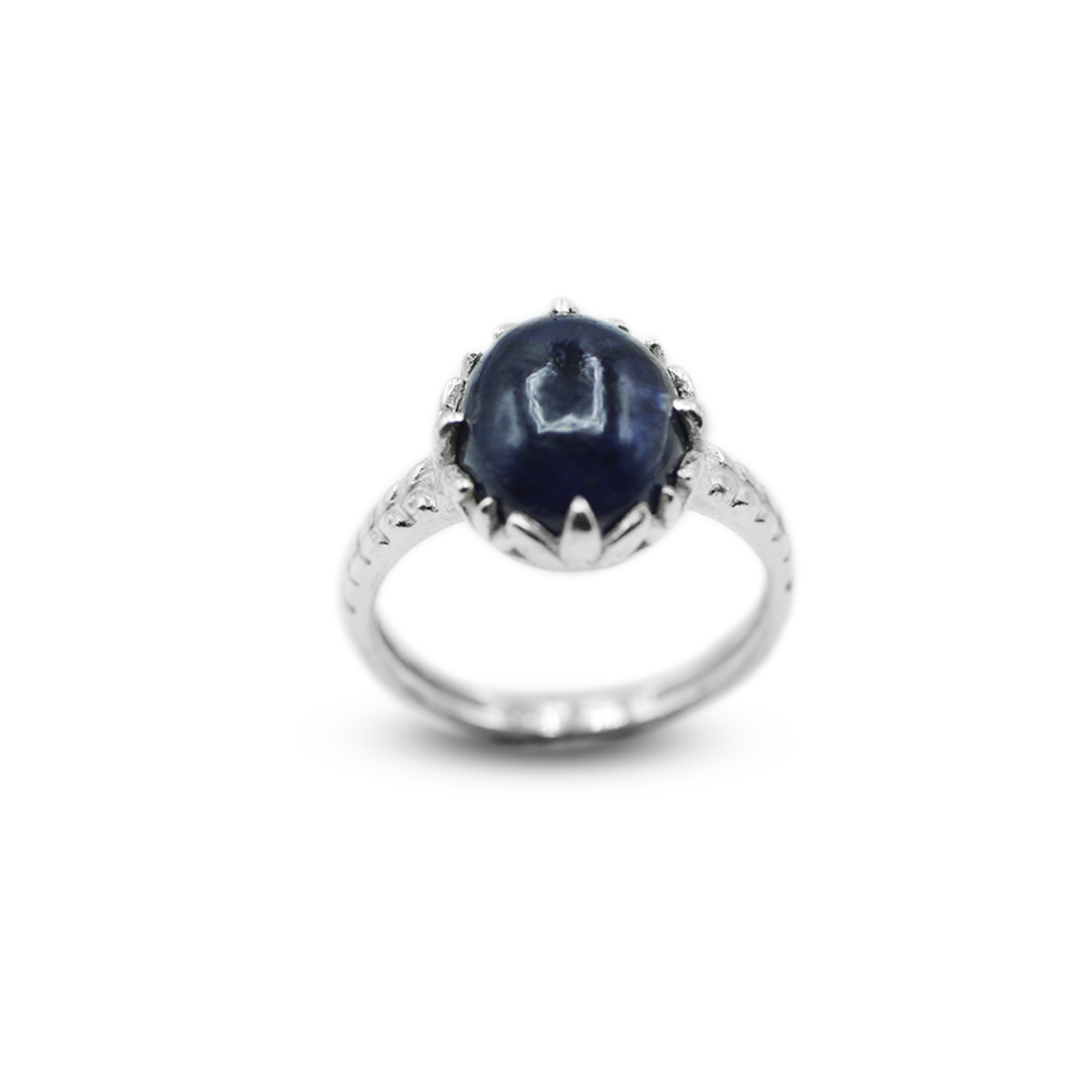 Blue Sapphire Women Ring – Sun Flower Design
