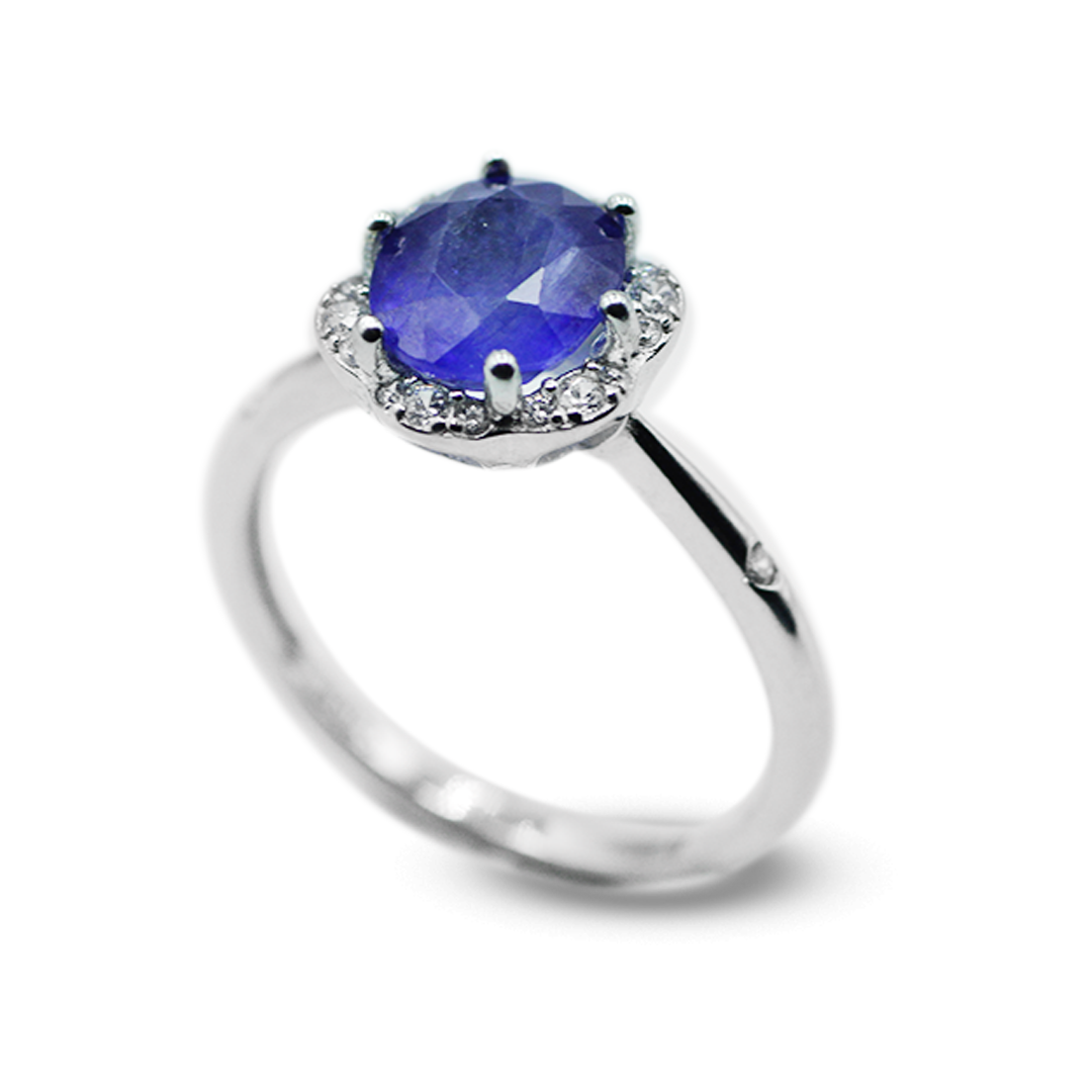 Blue Sapphire Women Ring – Floral Design