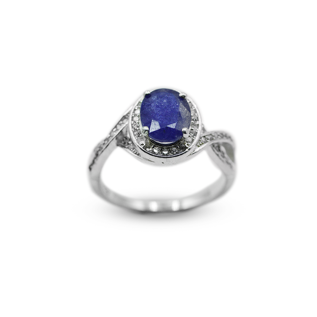 Blue Sapphire Women Ring – Infinity Band Design
