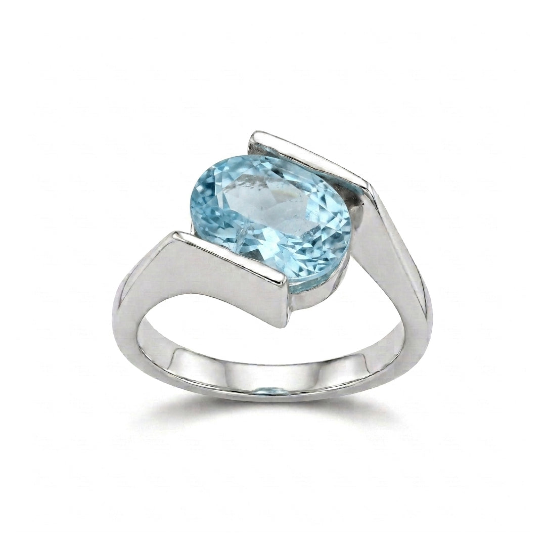 Blue Topaz Women Ring - Tension-Style