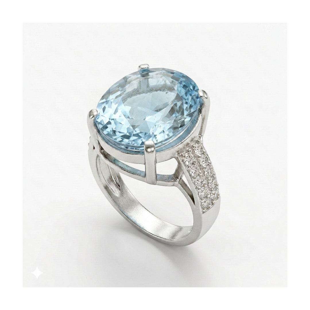 Blue Topaz Women Ring - Oval Accent
