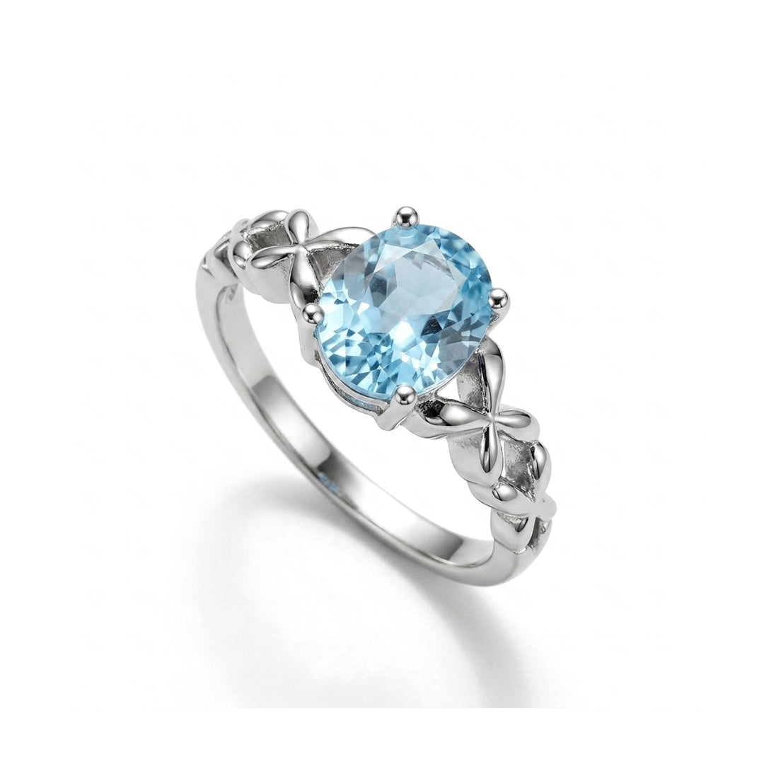 Blue Topaz Women Ring - Infinity-Band