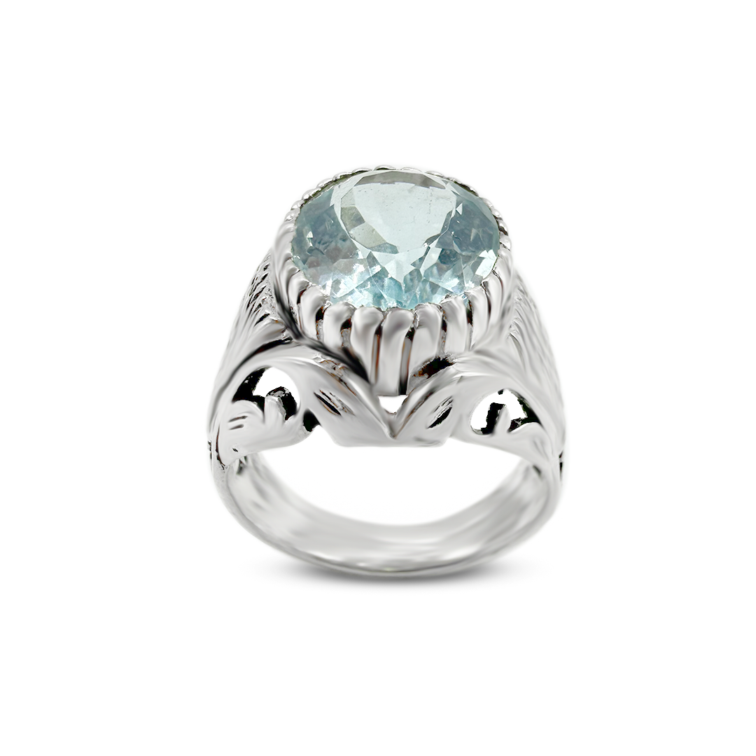 Blue Topaz Men Ring - Persion Culture Design