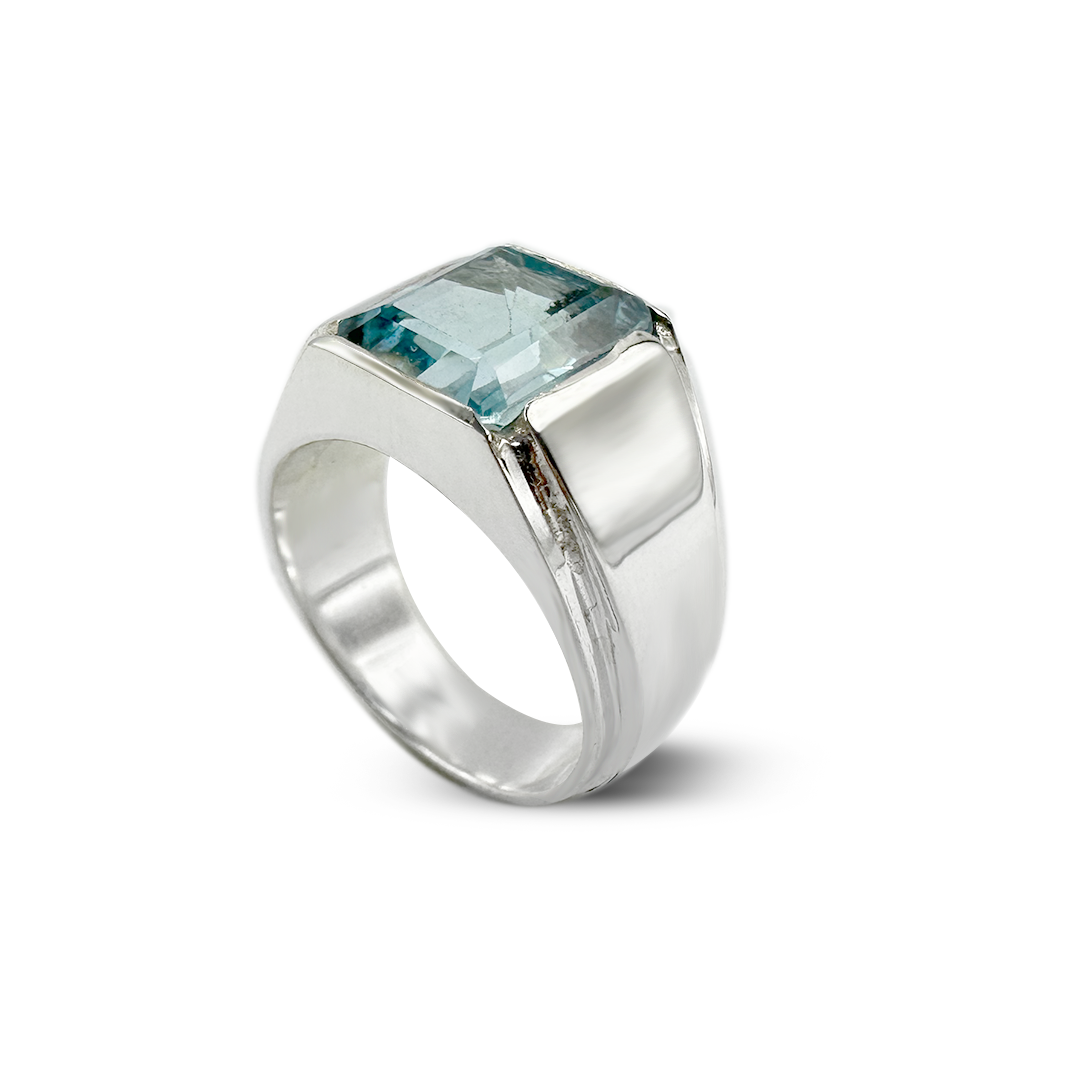 Blue Topaz Men Ring - Engagment Ring