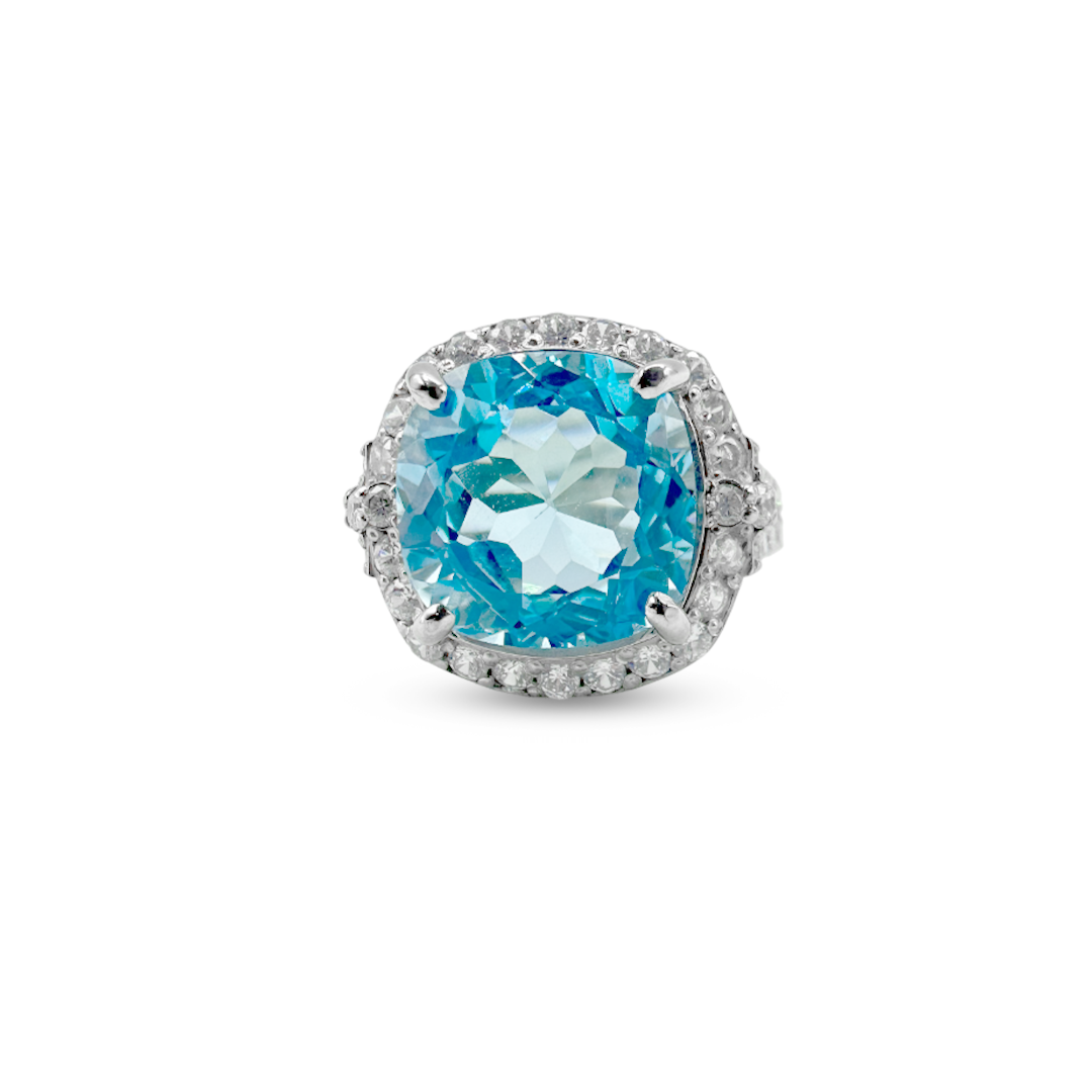 Swiss Blue Topaz Women Ring - Royal Allure