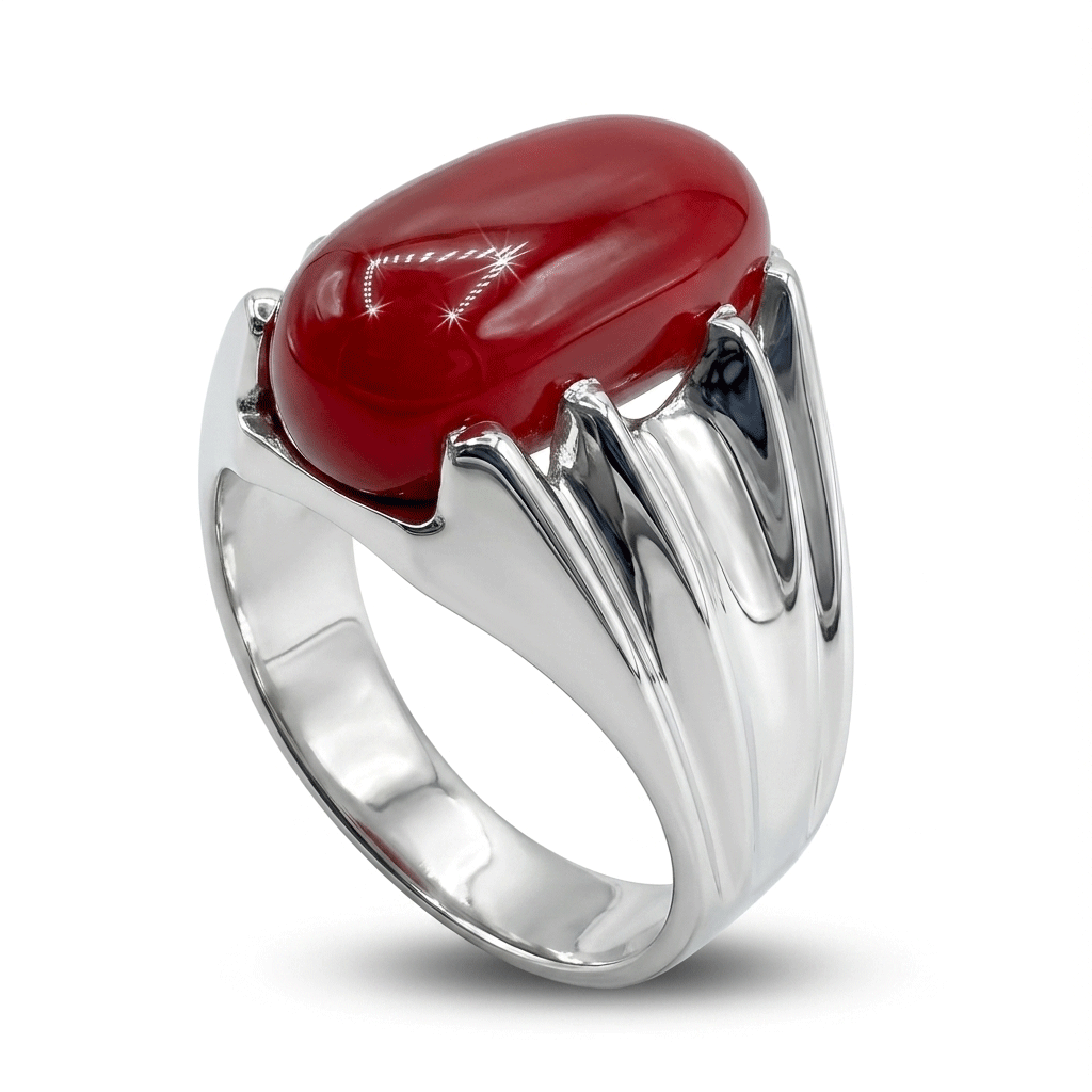Coral Men Ring - Triple Fluted