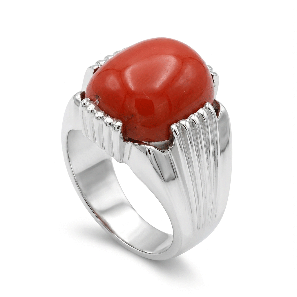 Coral Men Ring - Fluted Crown