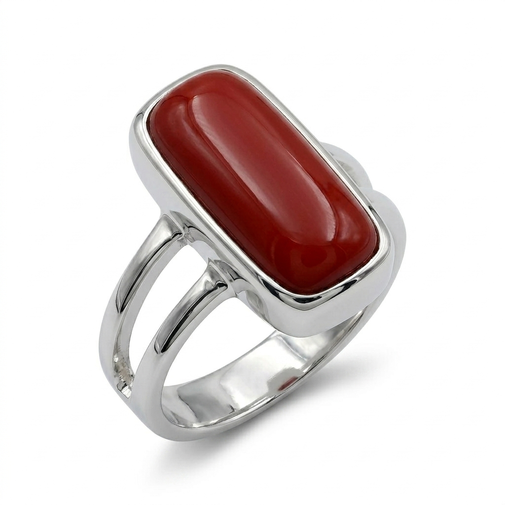 Coral Women Ring - vibrant rectangular
