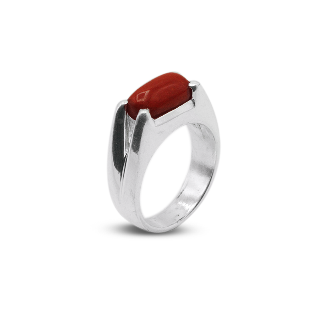 Coral Men Ring – V Cut Band - Main Image