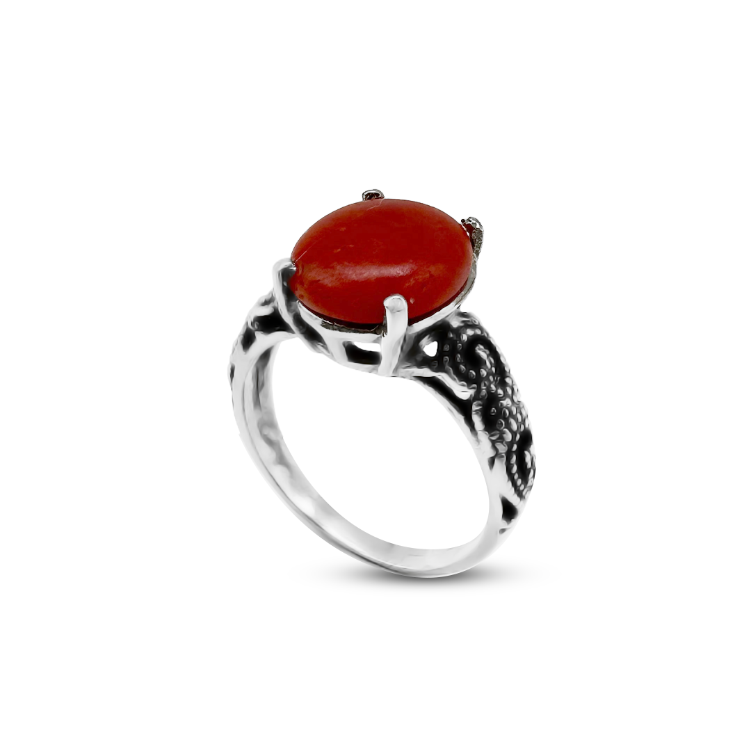 Coral Women Ring – Floral Band