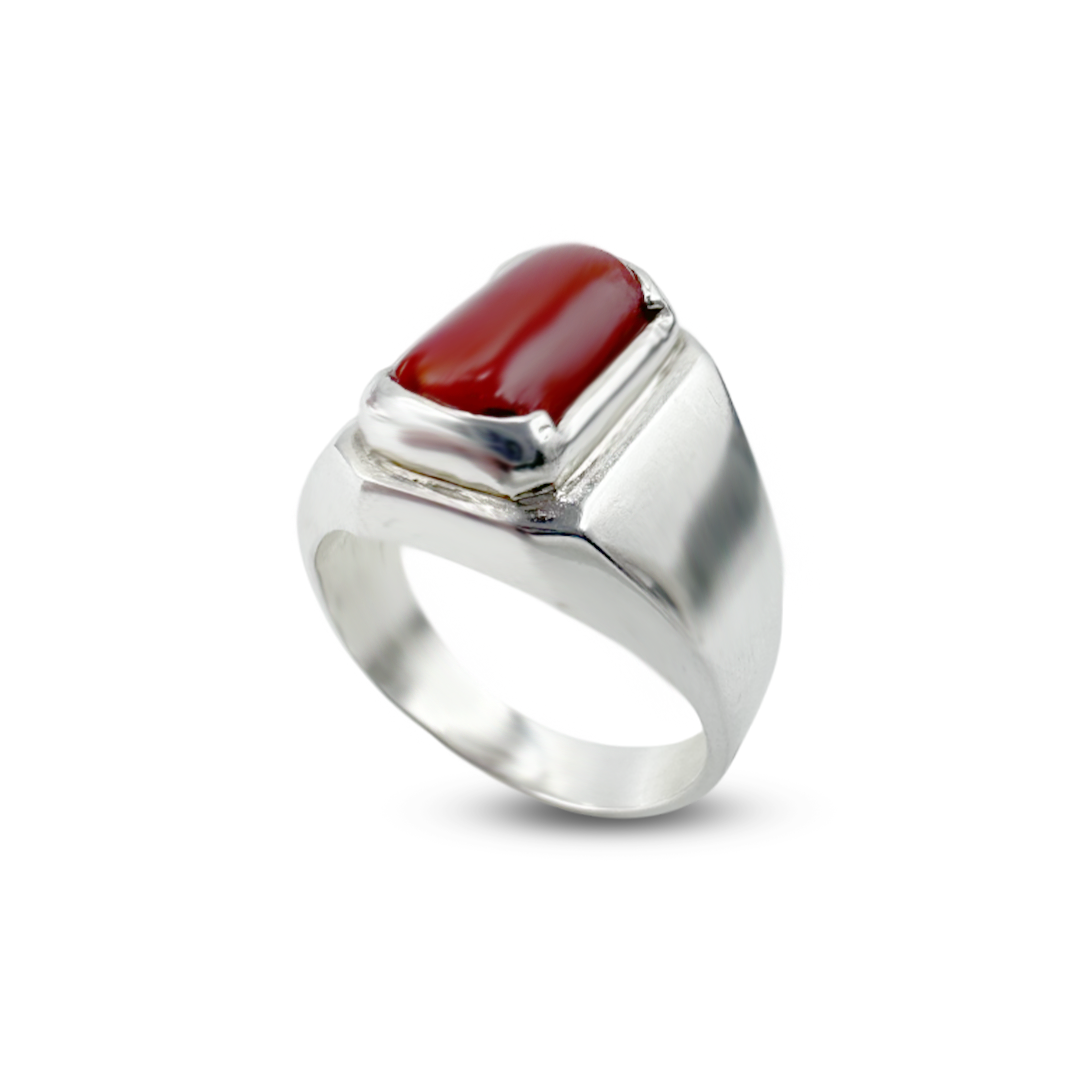 Coral Men Ring - Creasent Ring Design