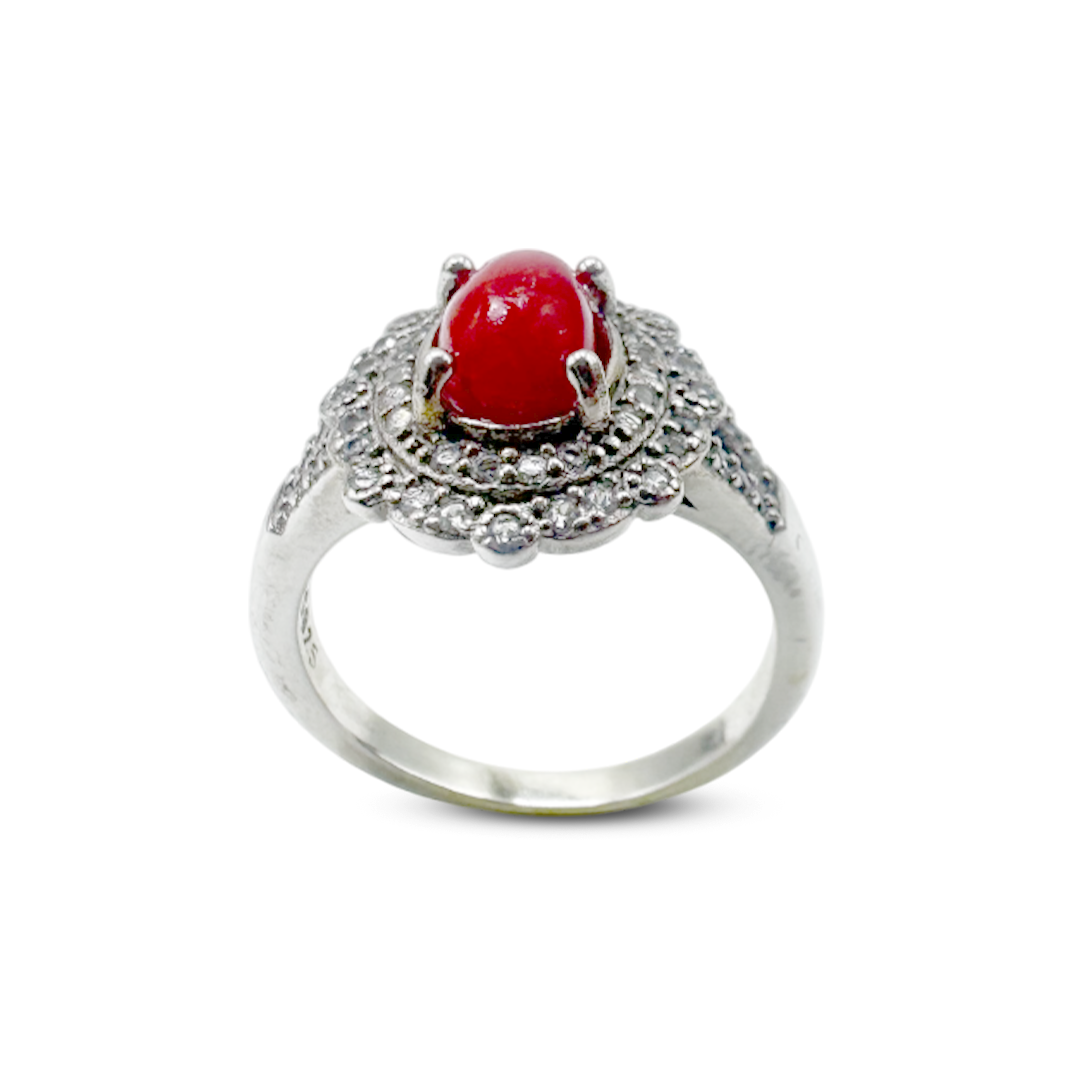 Coral Women Ring - Zircon Flower Cup Design