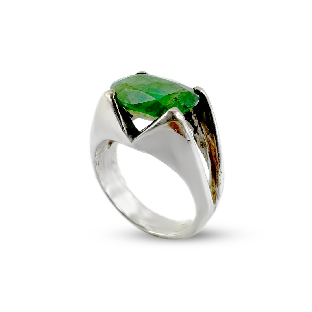 Emerald Men Ring - Rocky Band Design