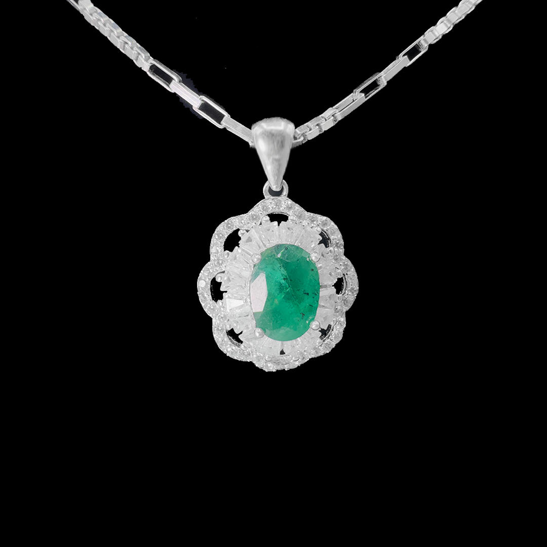Emerald Pendant - Zircon Floral Resign
