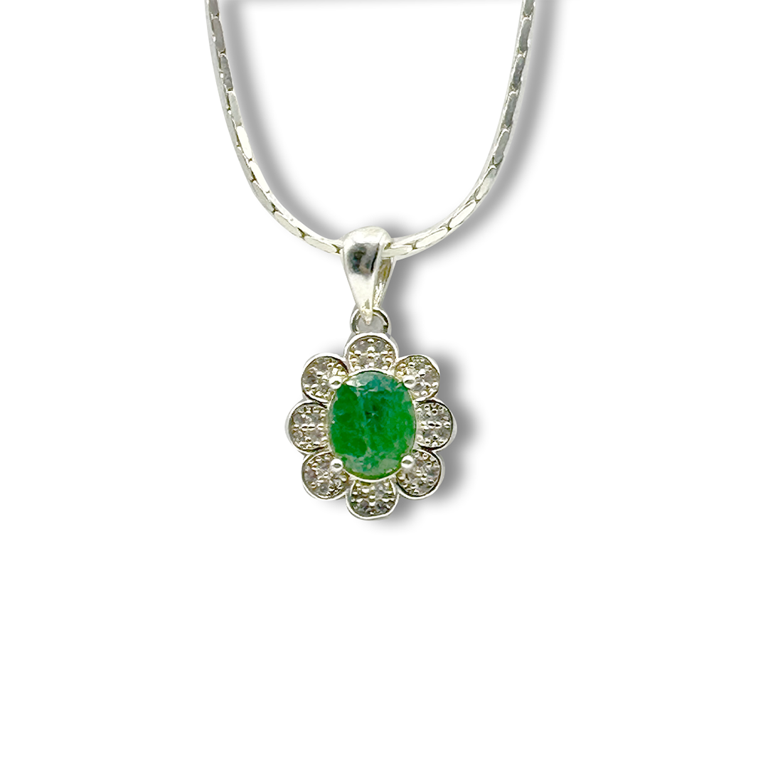 Emerald Pendant - Floral Design