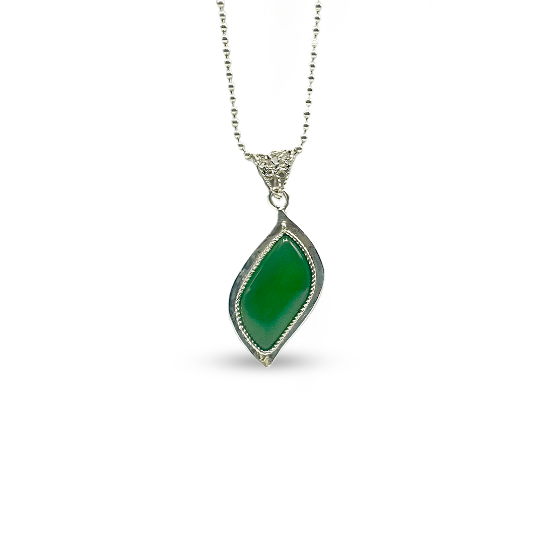 Green Agate Pendant - Silver Patel Design