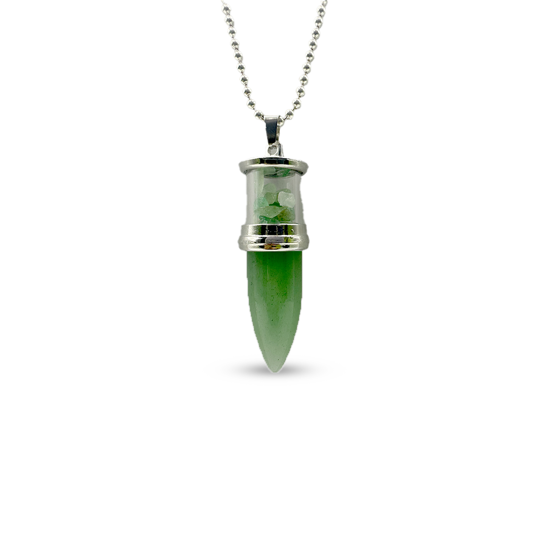 Green Agate Pendant - Bullet Design