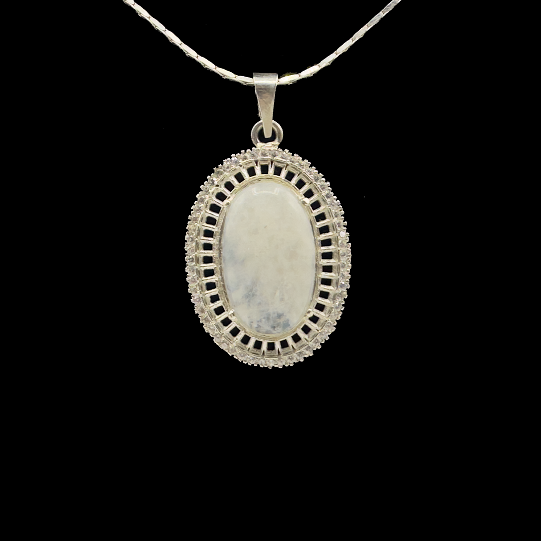 White Labradorite Pendant - Radiant Harmony