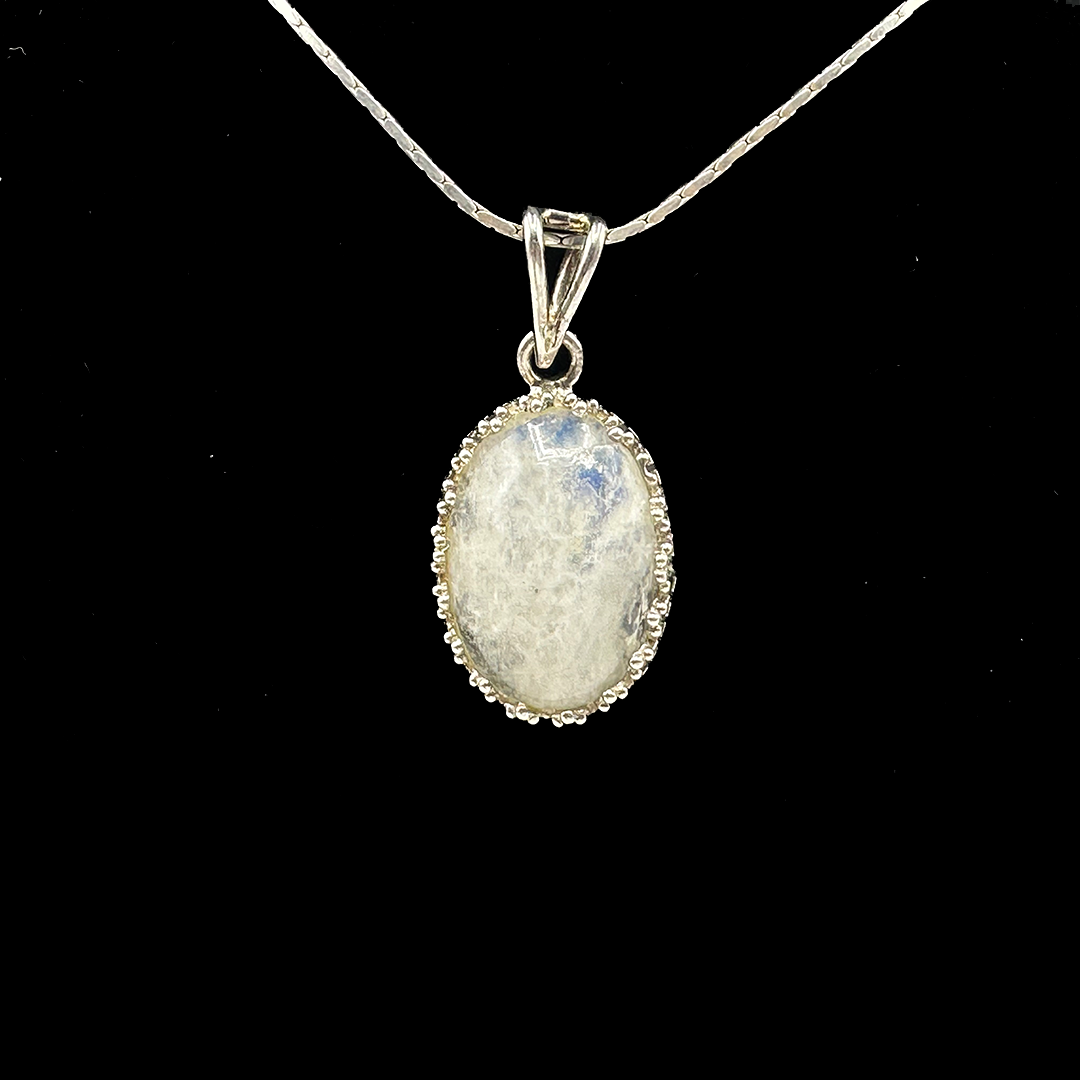 White Labradorite Pendant - Lattice Frame