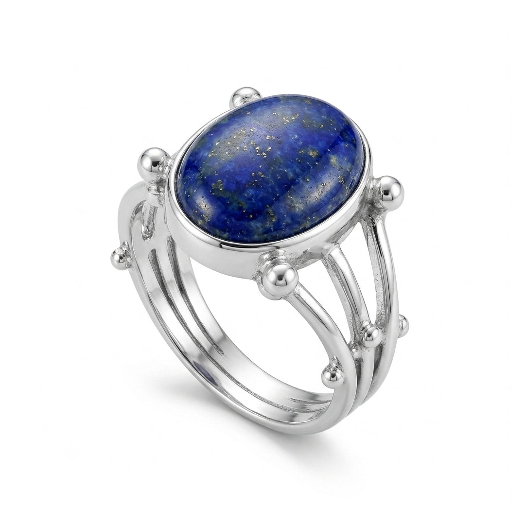Lapis Women Ring - Beaded