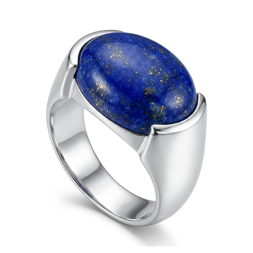 Lapis Men Ring - Half-Bezel