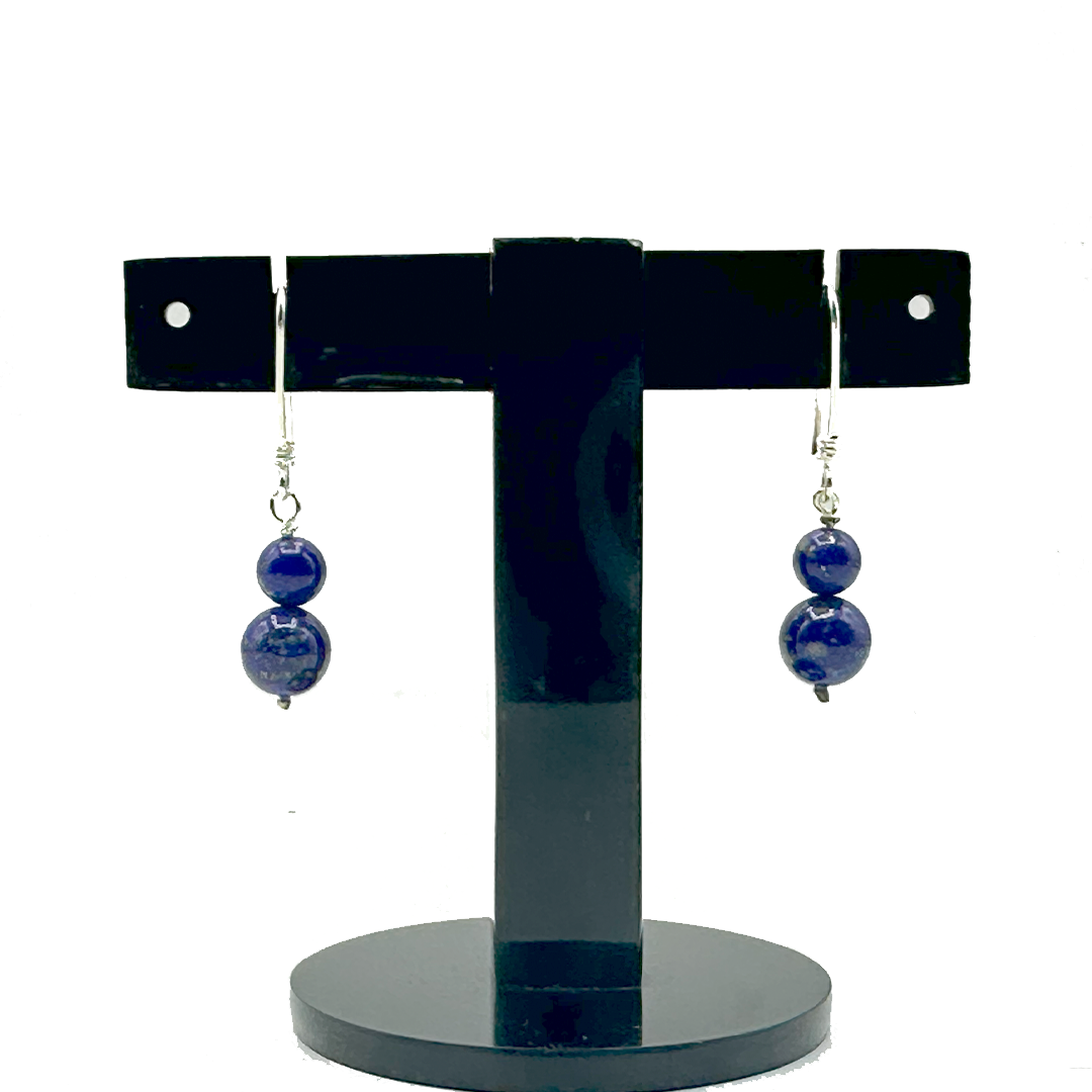 Lapis Earrings - Beads Ear Studs
