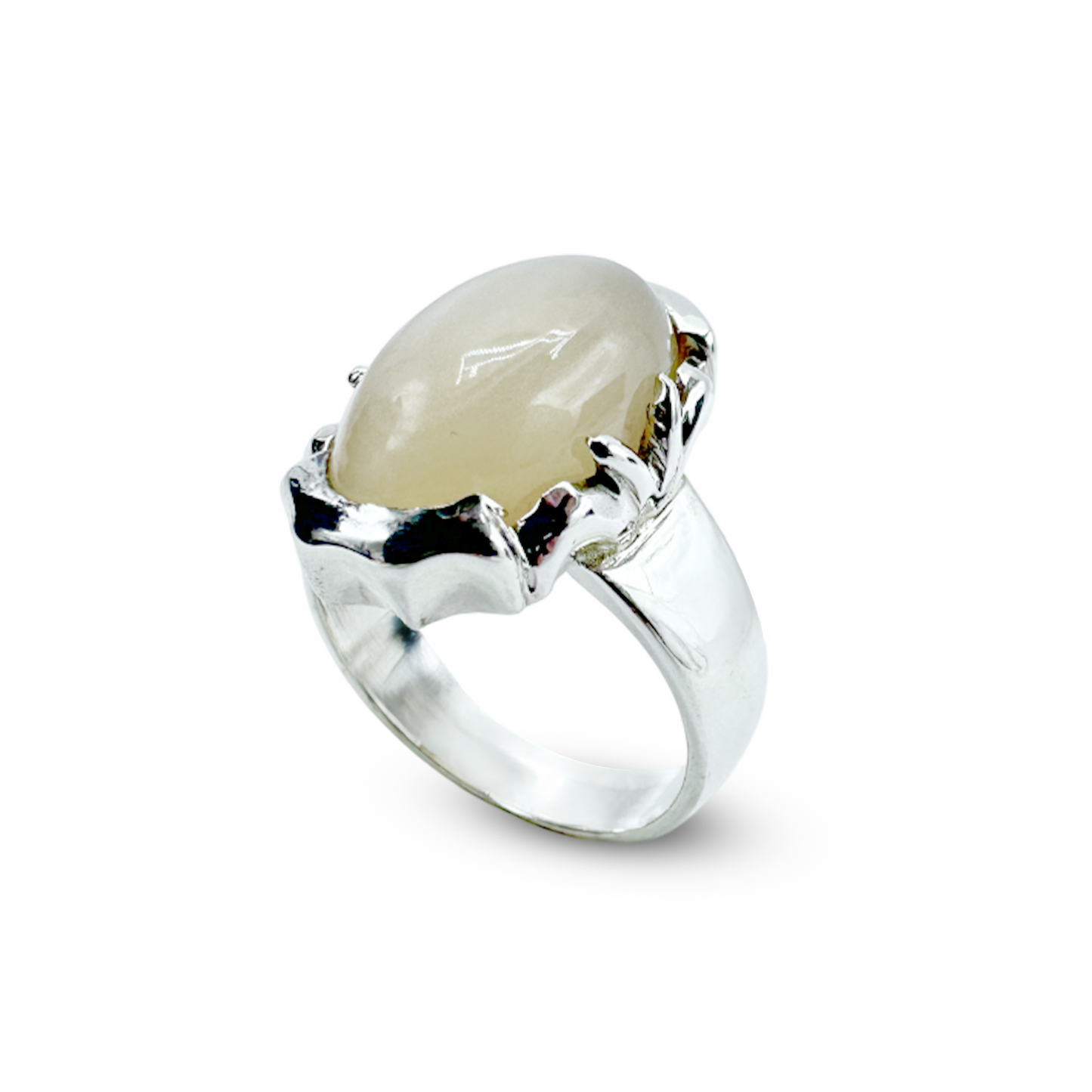 Moon Stone Men Ring - Decore Cup Design