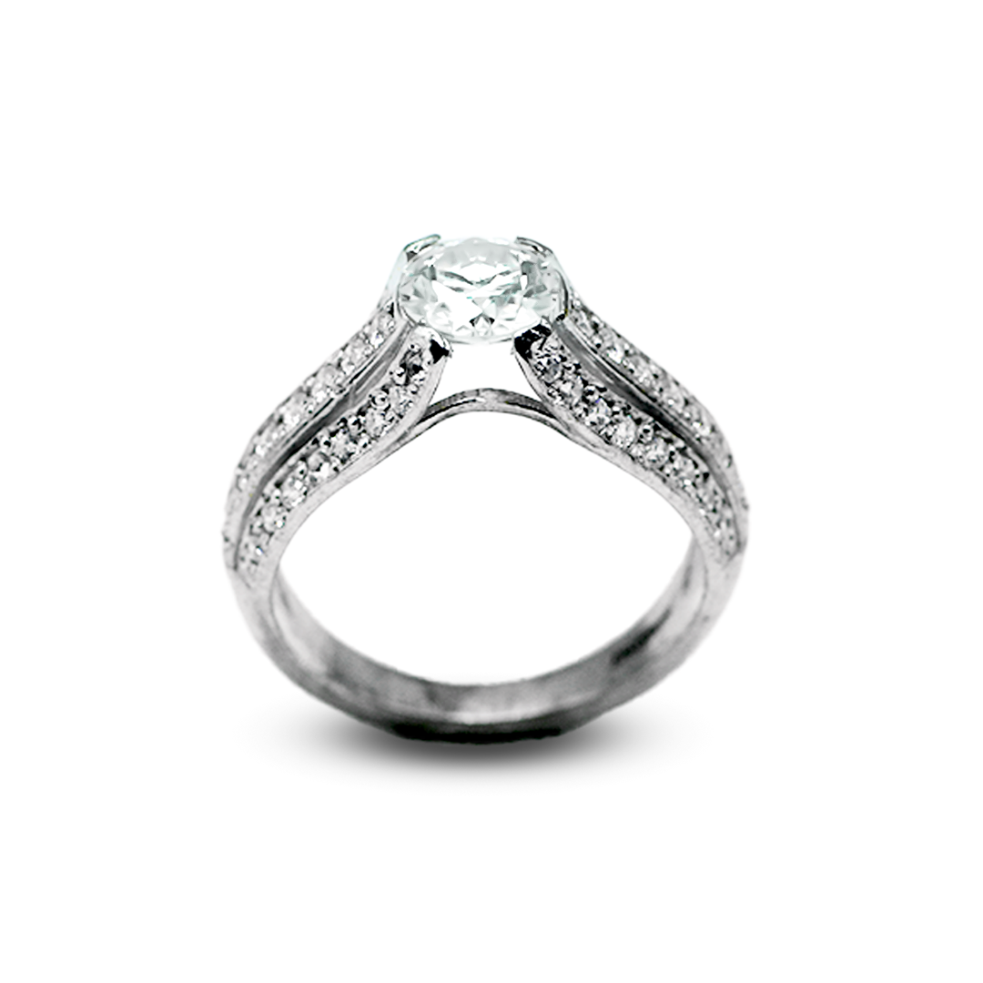 Moissanite Women Ring – Zircon Inlay Band