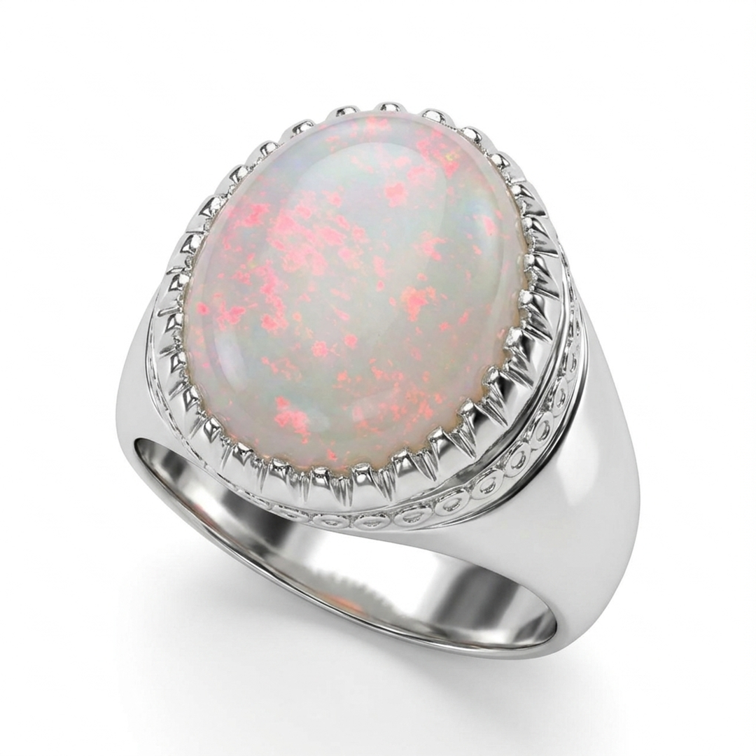 Opal Men Ring – Classic Oval Solitaire