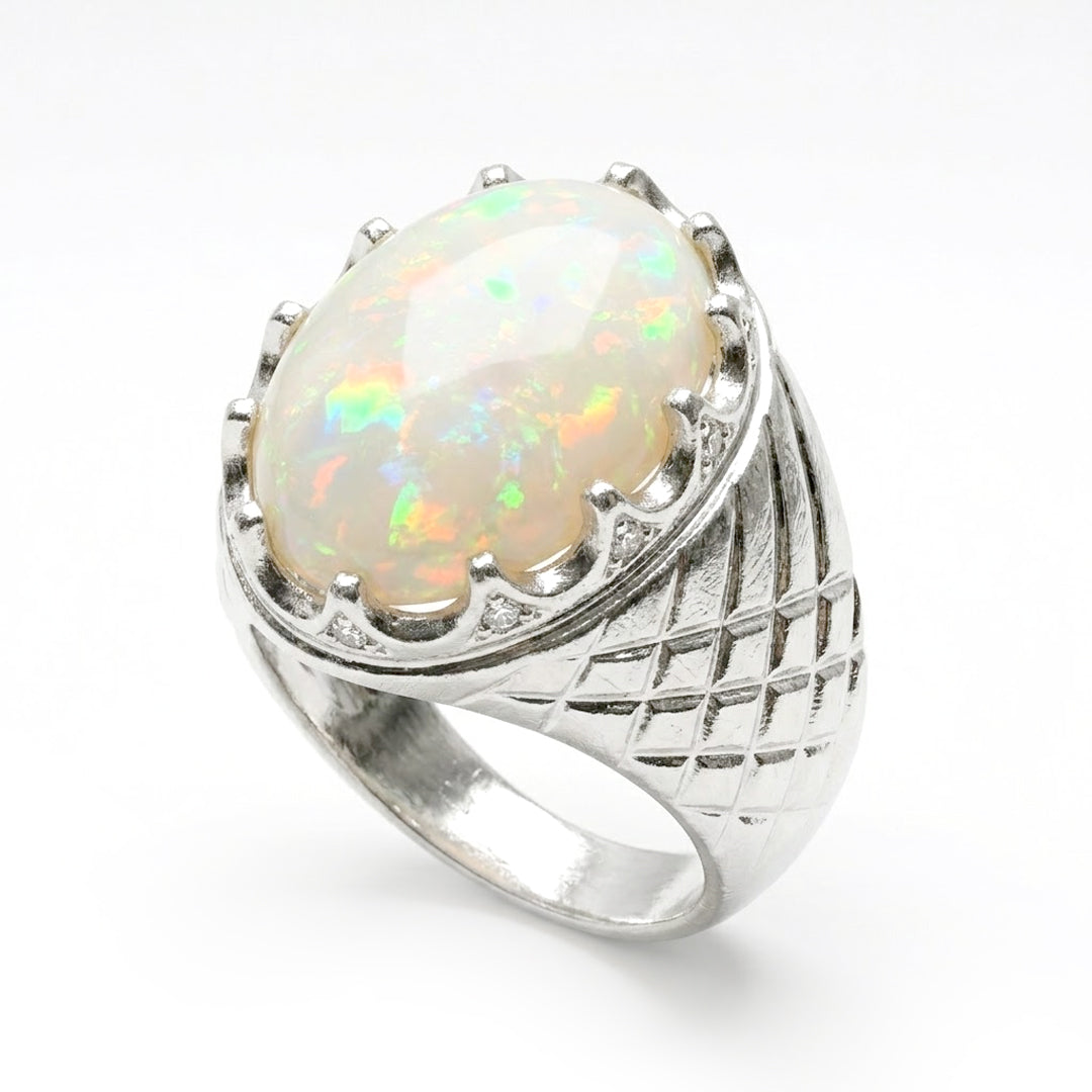 Opal Men Ring - Vintage Crown