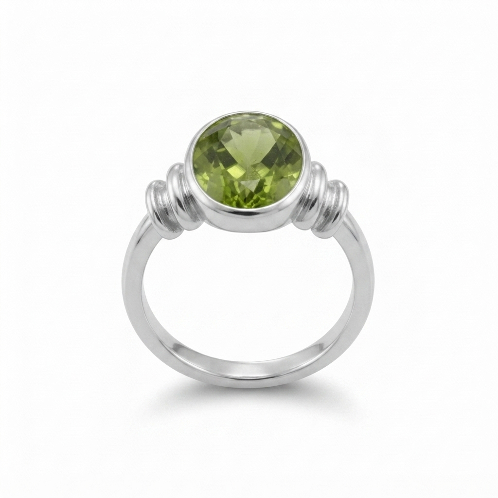 Peridot Men Ring - Round Cut