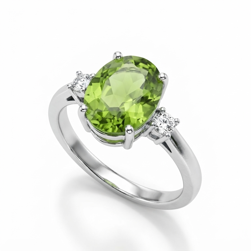 Peridot Women Ring - Three-Stone