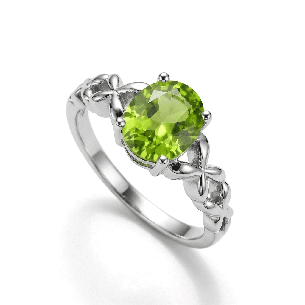 Peridot Women Ring - Ornate Knot