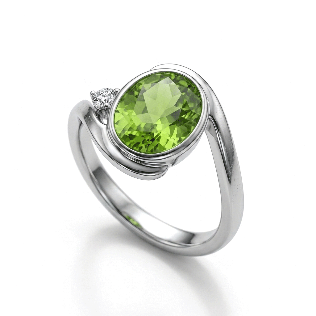 Peridot Women Ring - Bypass Bezel