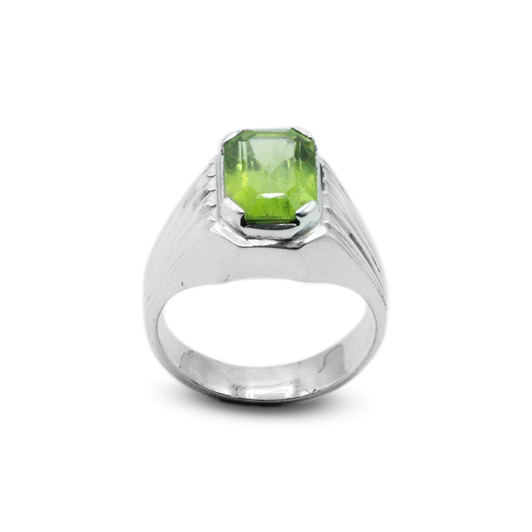 Peridot Men Ring – Open Face Band