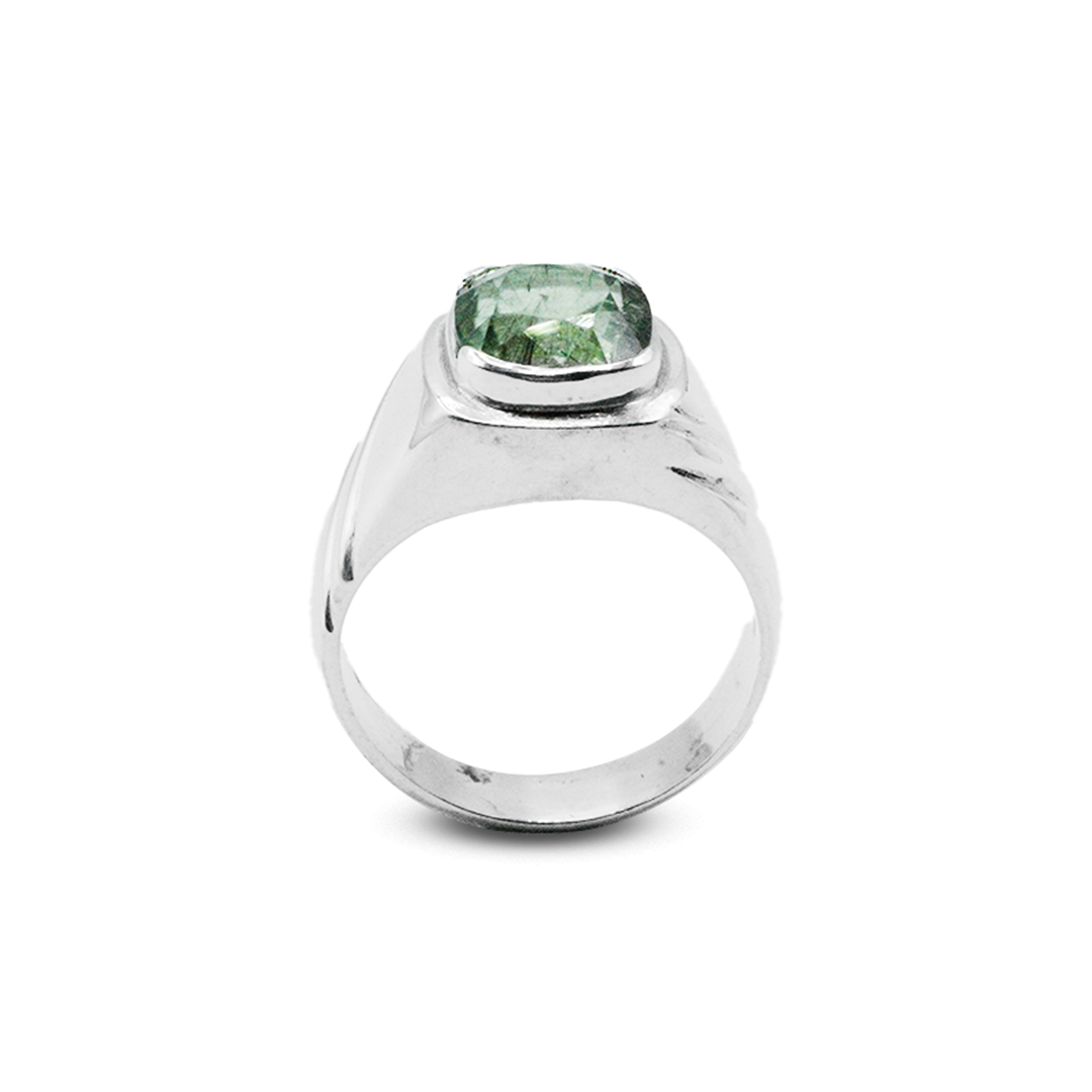 Peridot Men Ring - Crossline Band