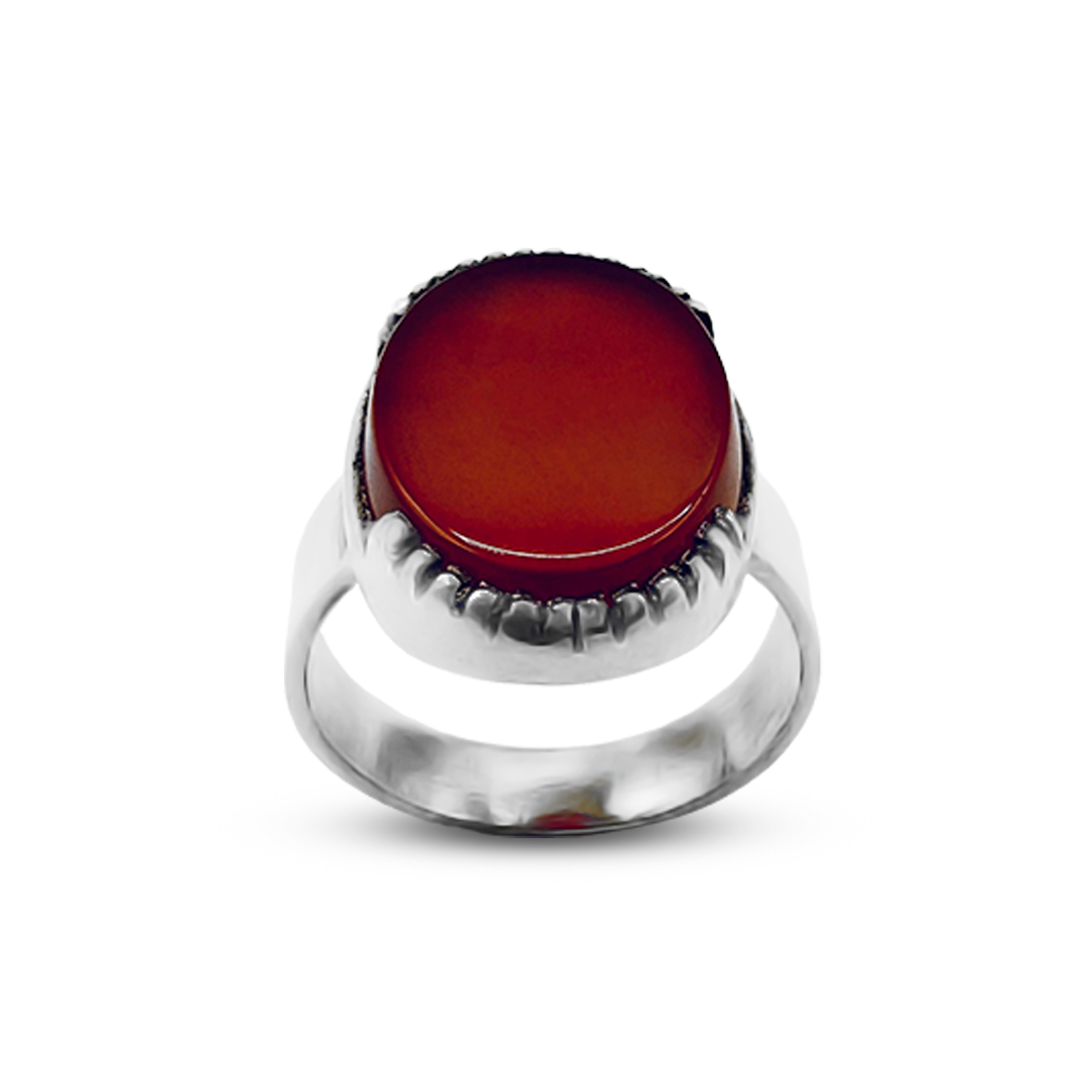 Red Agate Men Ring – Half Grip Band