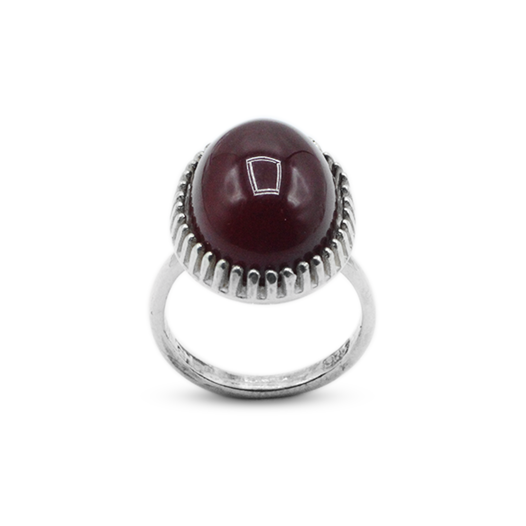 Red Agate Women Ring – Cross Bypass design