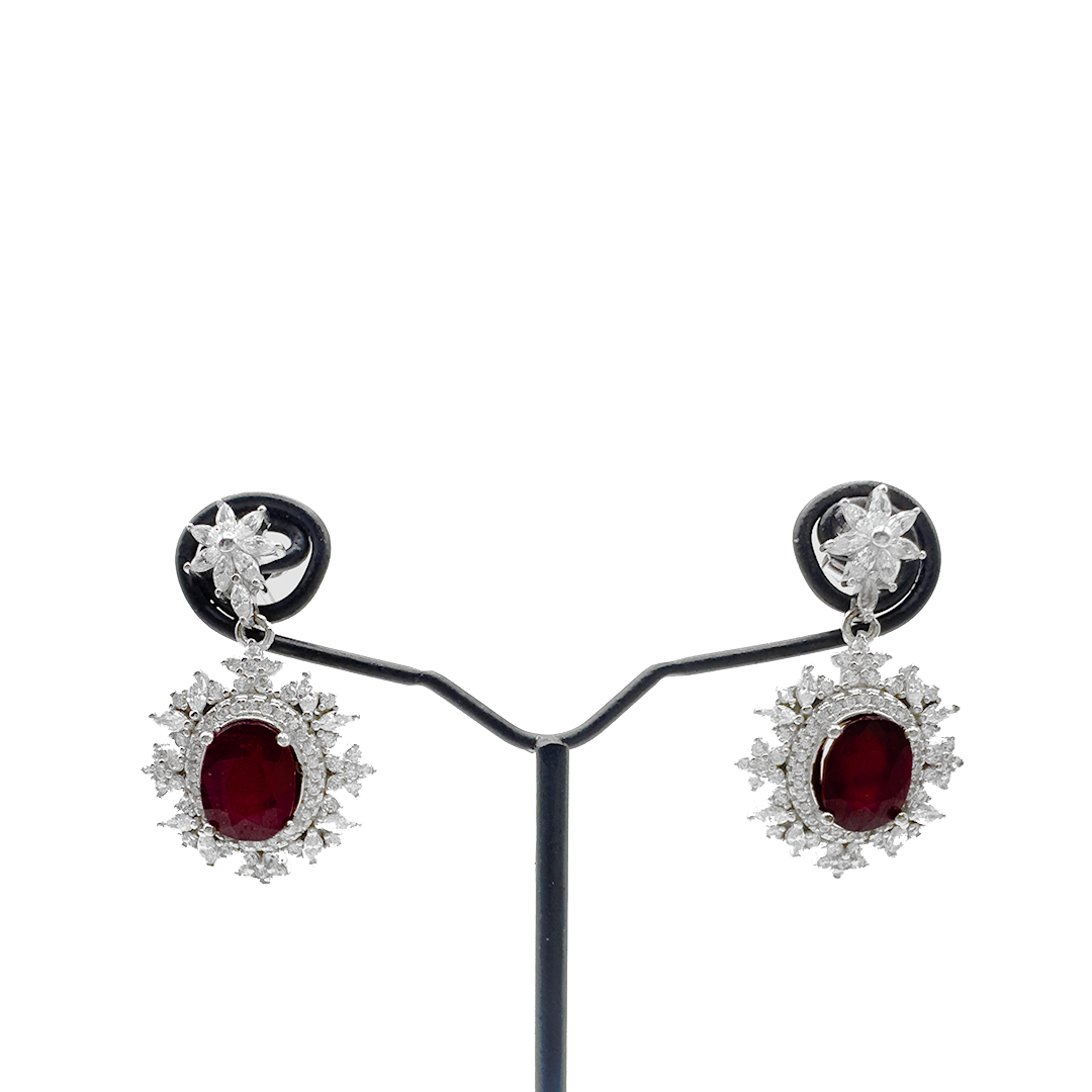 Ruby Earring - Zircon Floral Design