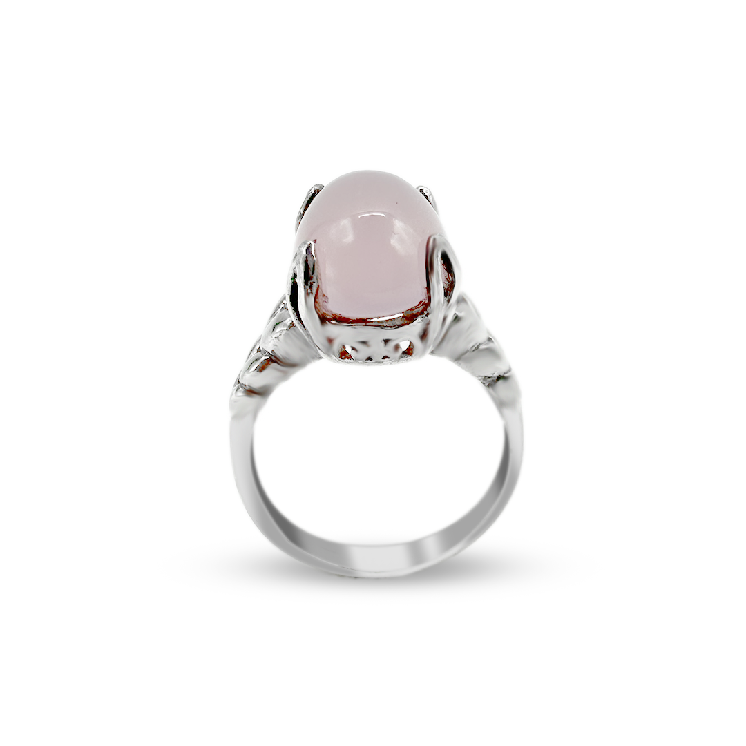 Rose Quartz Women Ring - Tail Band Design